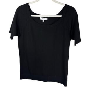 Milly Black Scoop Neck Short Sleeve Knit Top Viscose Blend Womens Medium